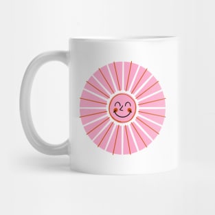 Boho Pink Sun Smile Retro 70s Mug